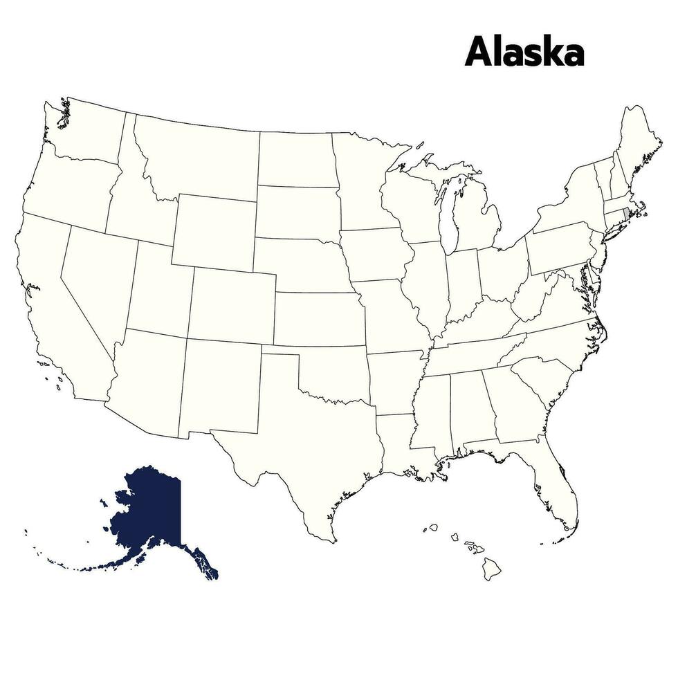 Alaska map with color outline. USA map vector