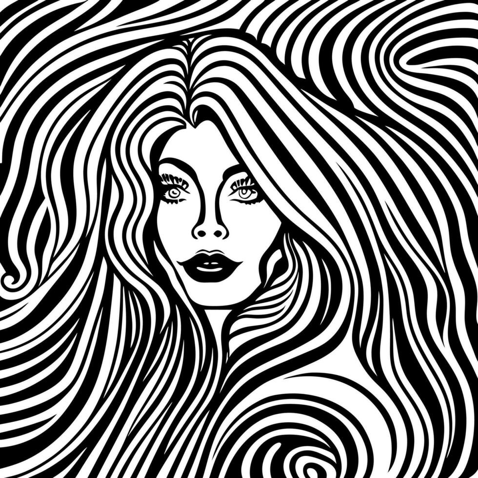 Beautiful Woman Long Flowing Hair Portrait 26383554 Vector Art at Vecteezy