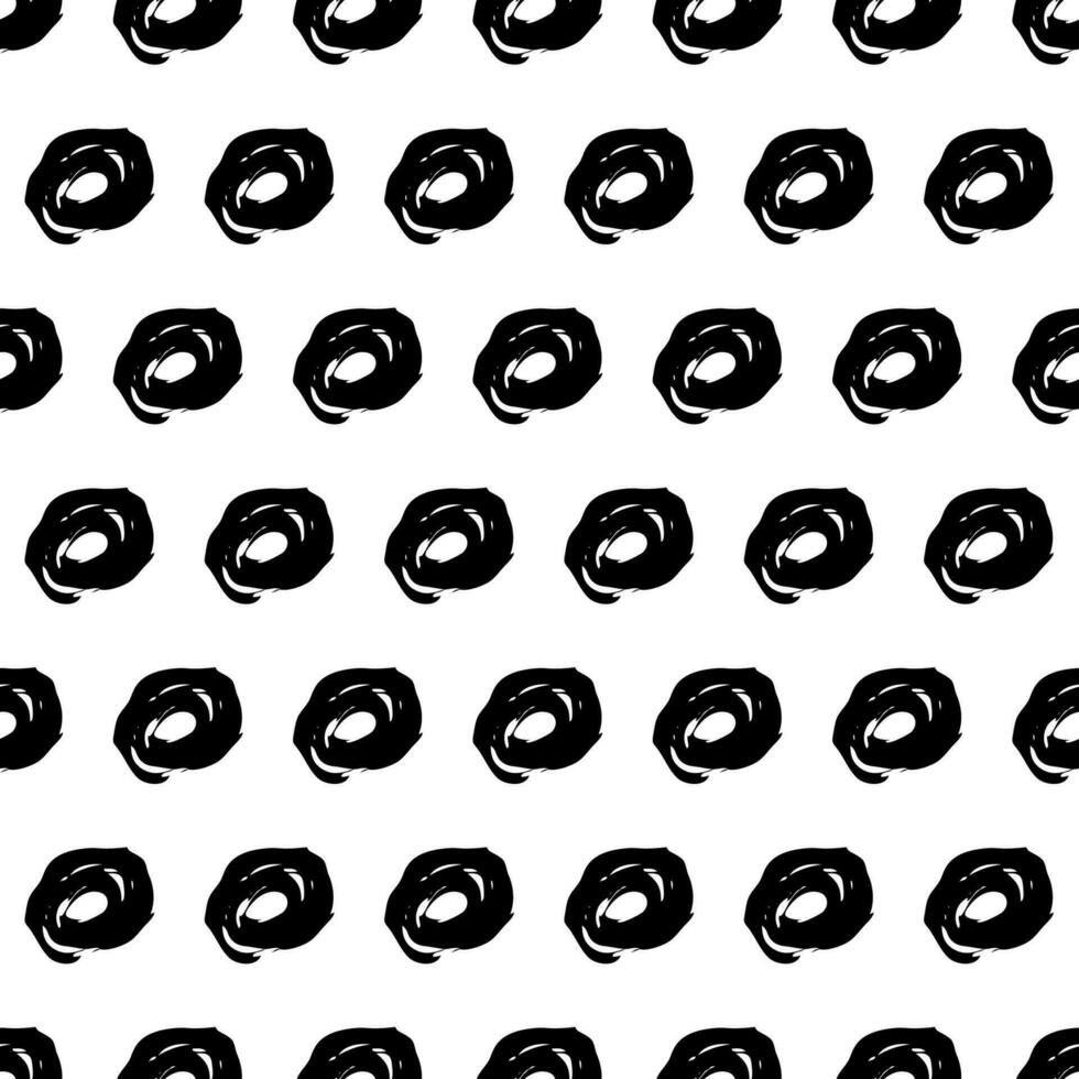 Seamless pattern with black brushstrokes in abstract shapes on white background. Abstract ink grunge texture. Vector illustration