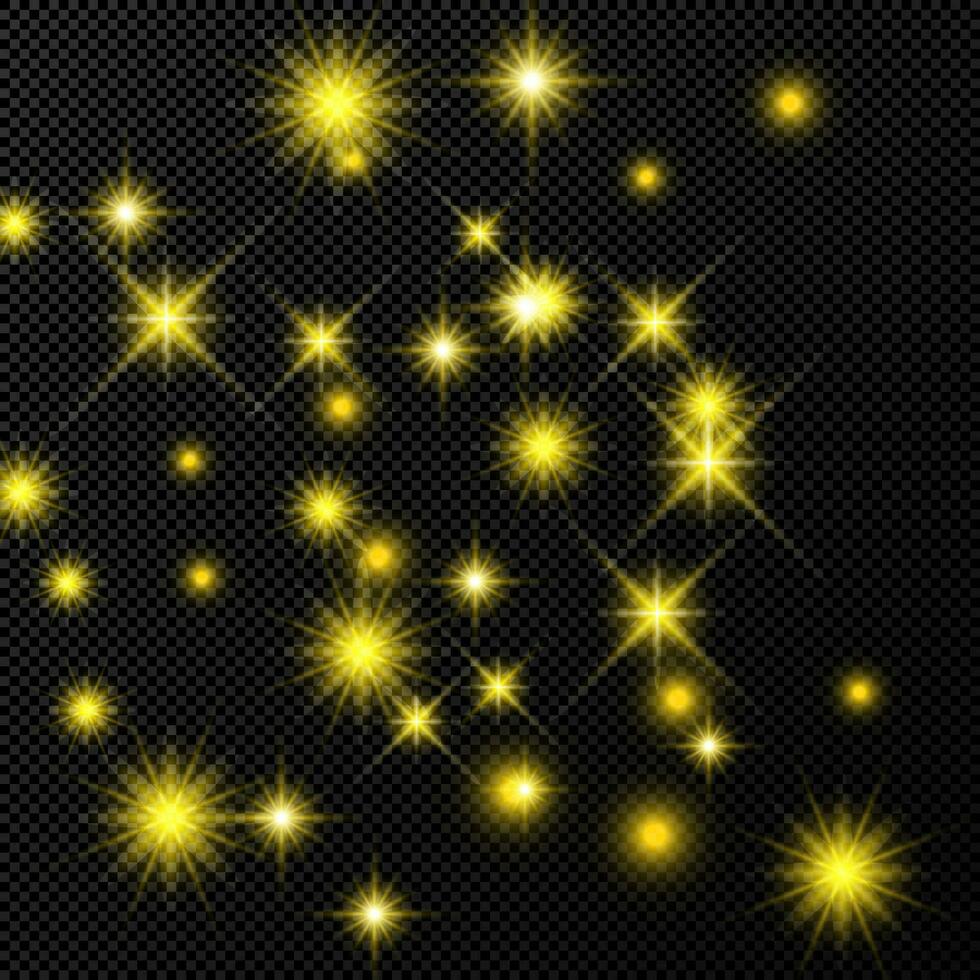 oro fondo con estrellas y polvo destellos vector