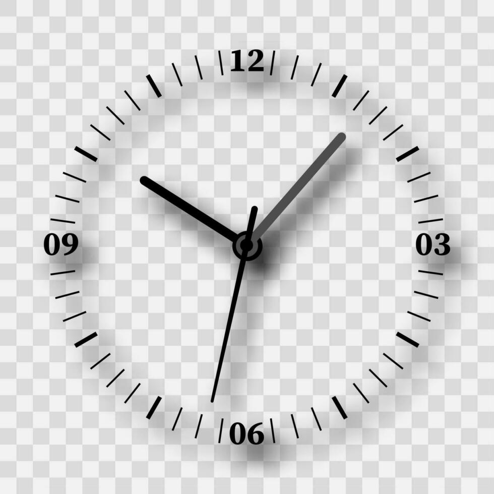 Watch dial on a transparent background with a shadow. Vector illustration