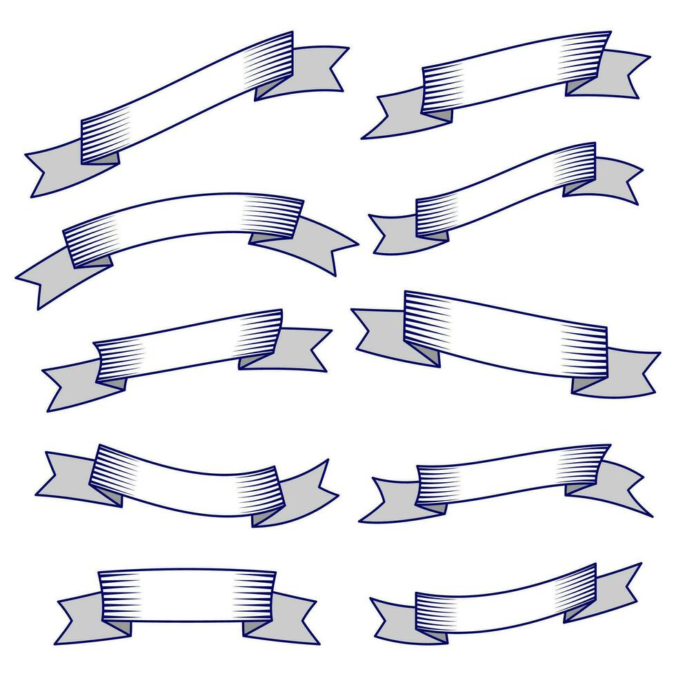 conjunto de diez cintas y pancartas para diseño web. gran elemento de diseño aislado sobre fondo blanco. ilustración vectorial vector