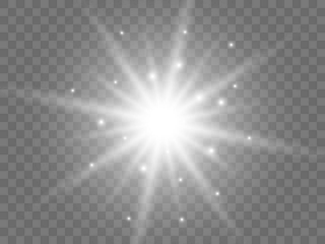 Sunlight on a background. Isolated white rays of light. Vector illustration