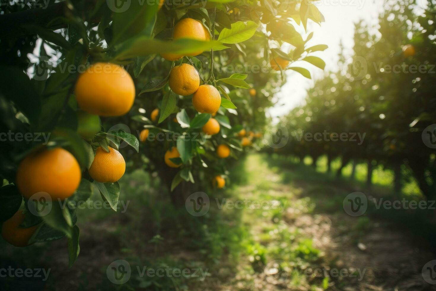 Orange tree farm. Generate Ai photo