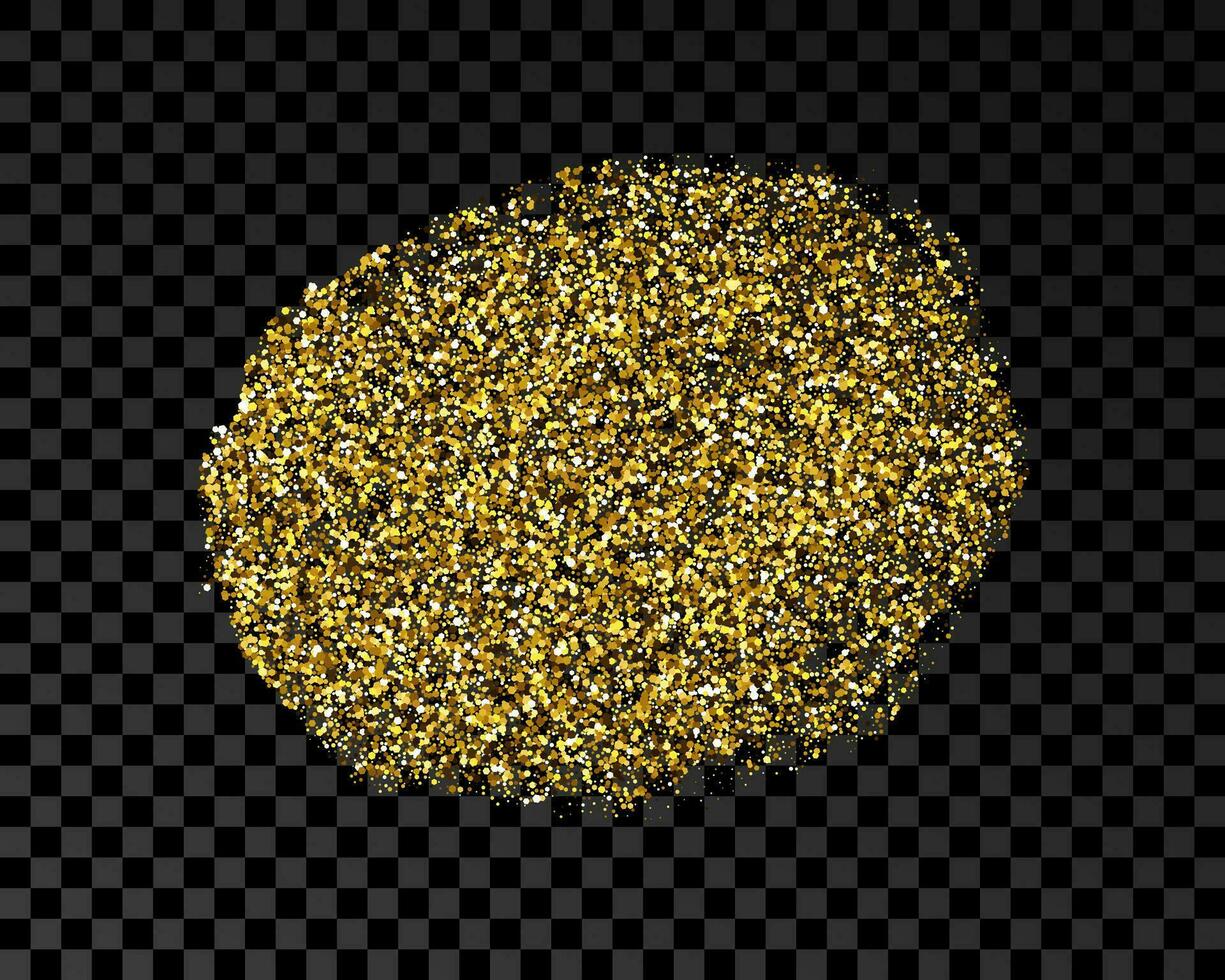 Hand drawn ink spot in gold glitter. Gold ink spot with sparkles isolated on dark vector
