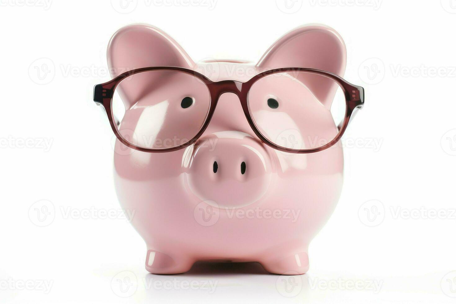 Pink piggy bank glasses. Generate Ai photo