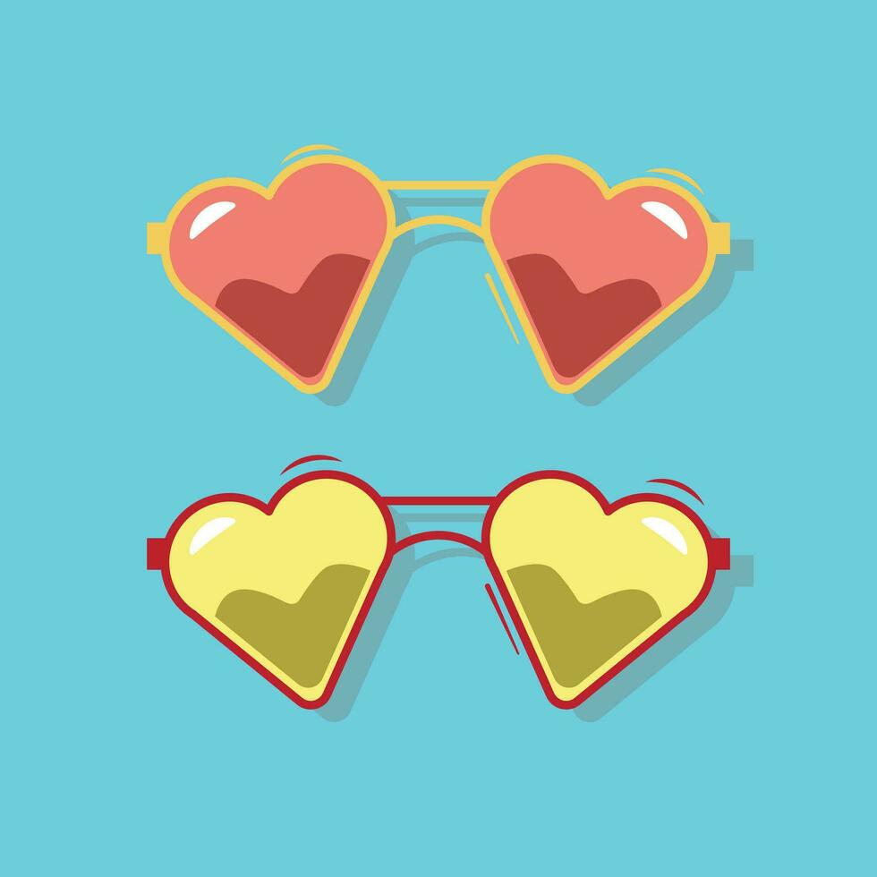 Love sunglasses vector cartoon illustrations