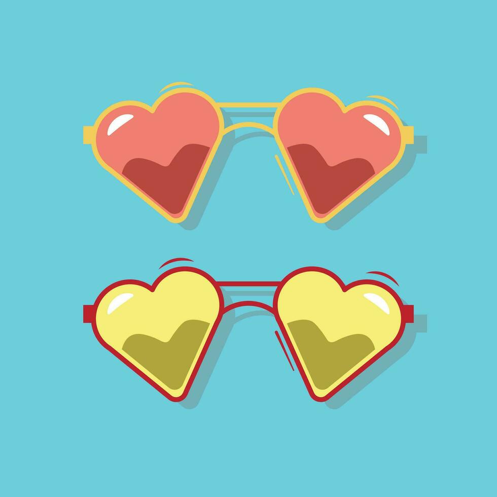 Love sunglasses vector cartoon illustrations