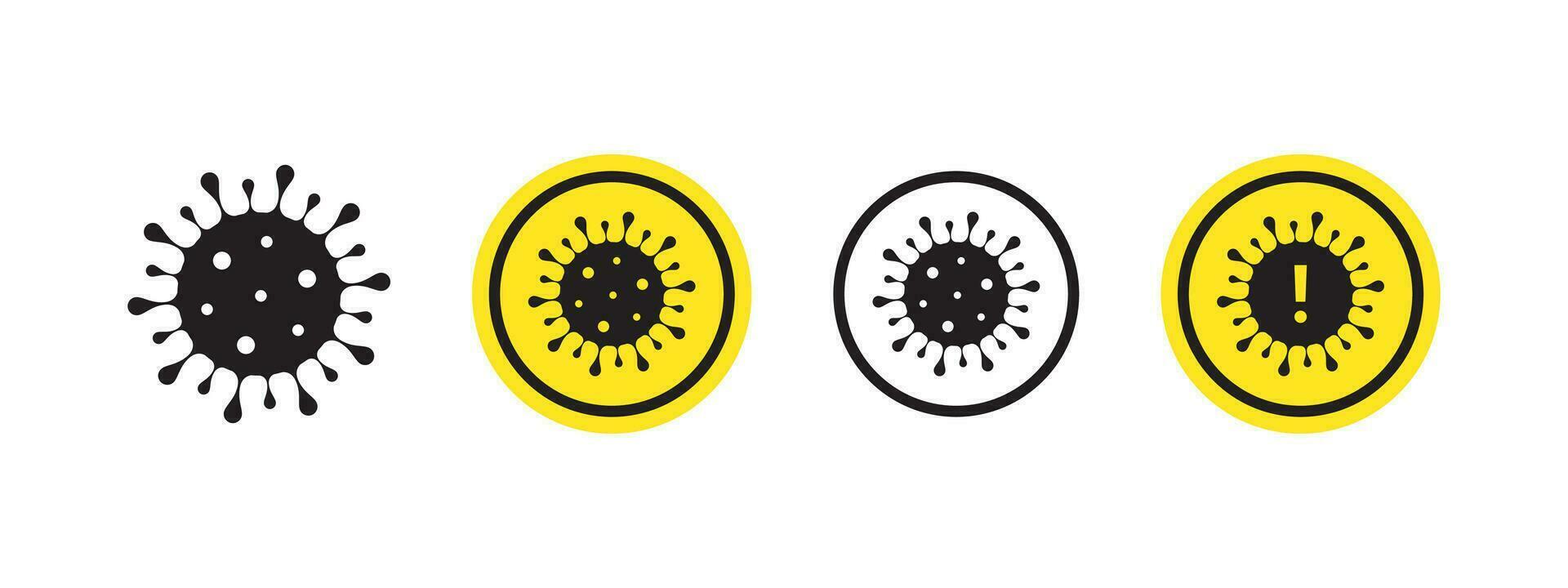 Signs of a pandemic. Round biohazard icons. Warning sign. Vector scalable graphics