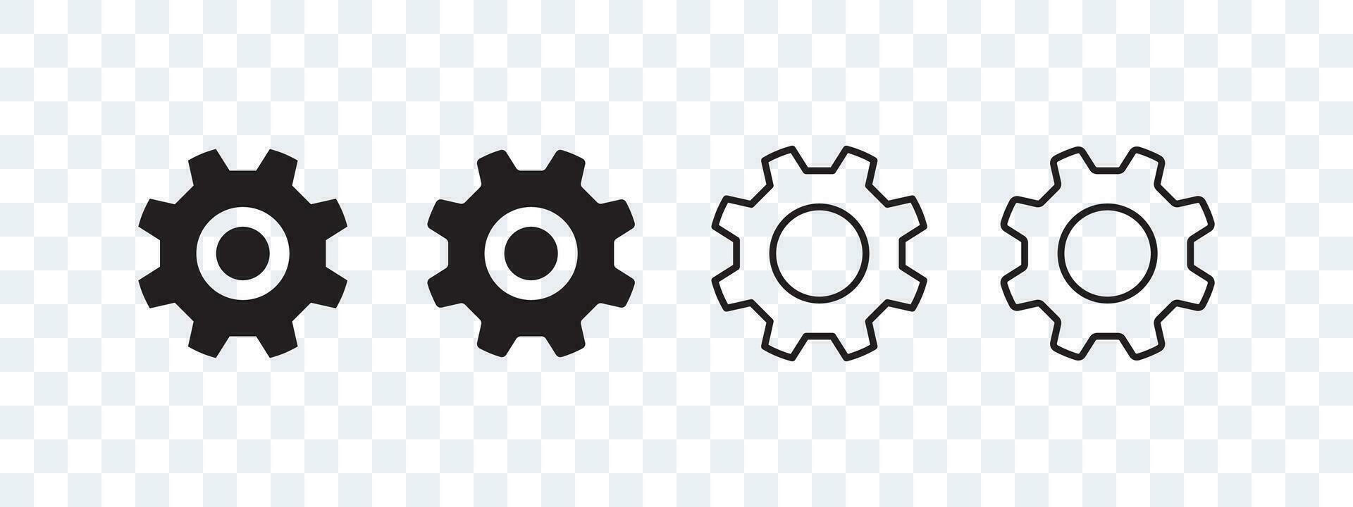 Settings icons. Black gear icons. Cogwheel icons. Vector scalable graphics