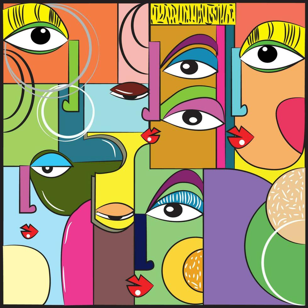 character art, doodle art, colorful illustration vector