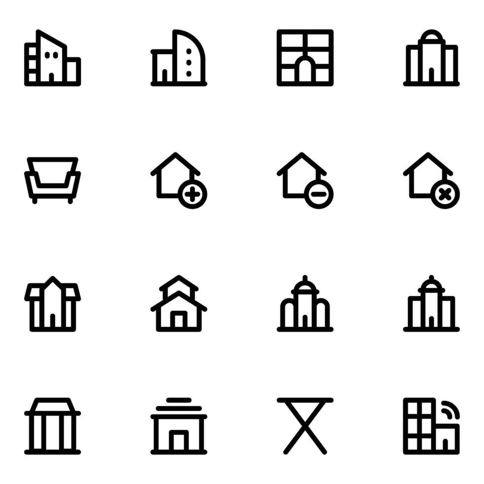 Pack of Architectures Bold Line Icons vector