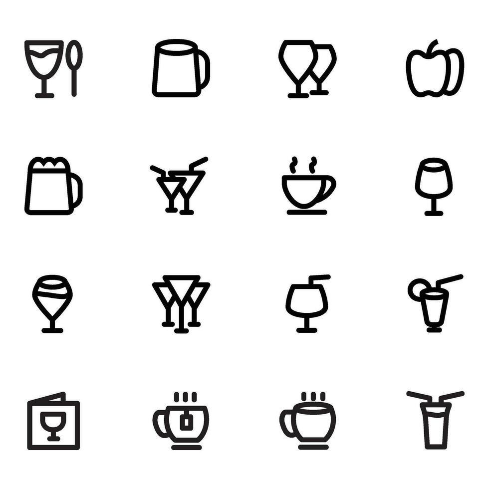 Trendy Collection of Linear Beverages and Drinks Icons vector