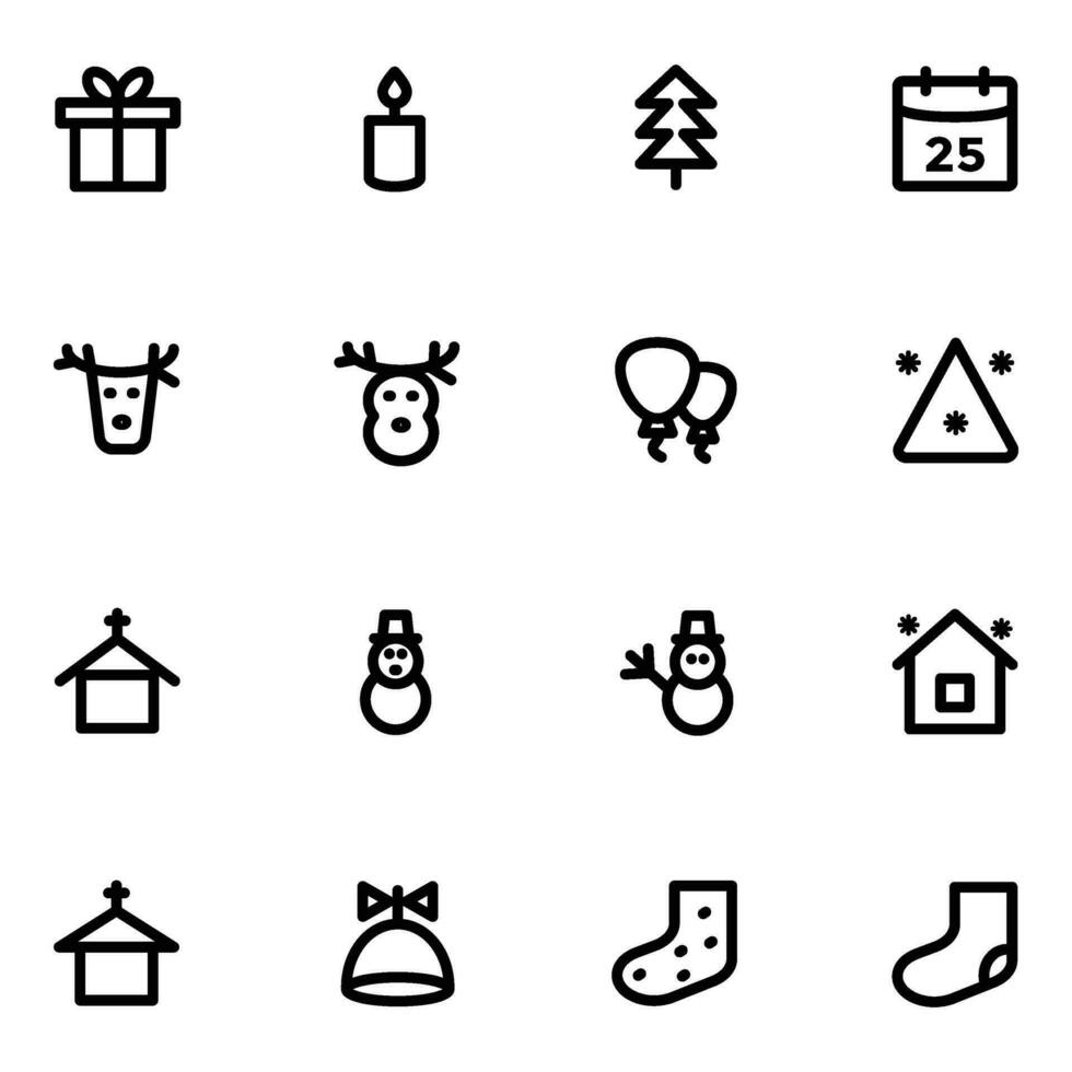 Collection of Christmas Equipment Bold Line Icons vector