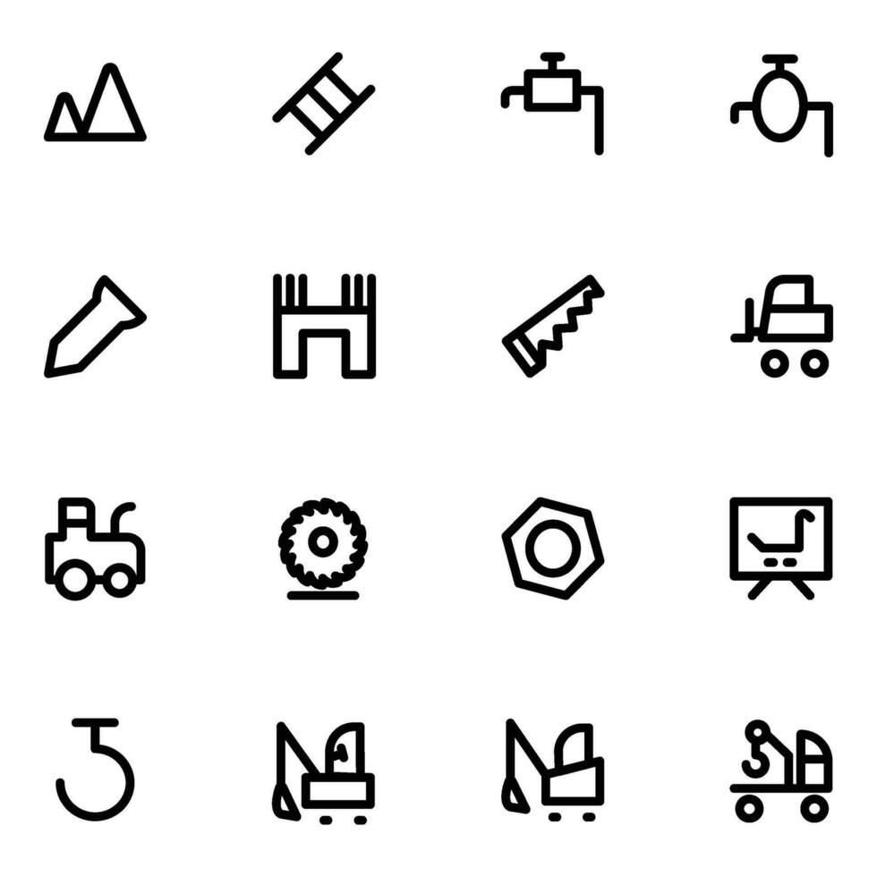 Construction and Management Bold Line Icons vector