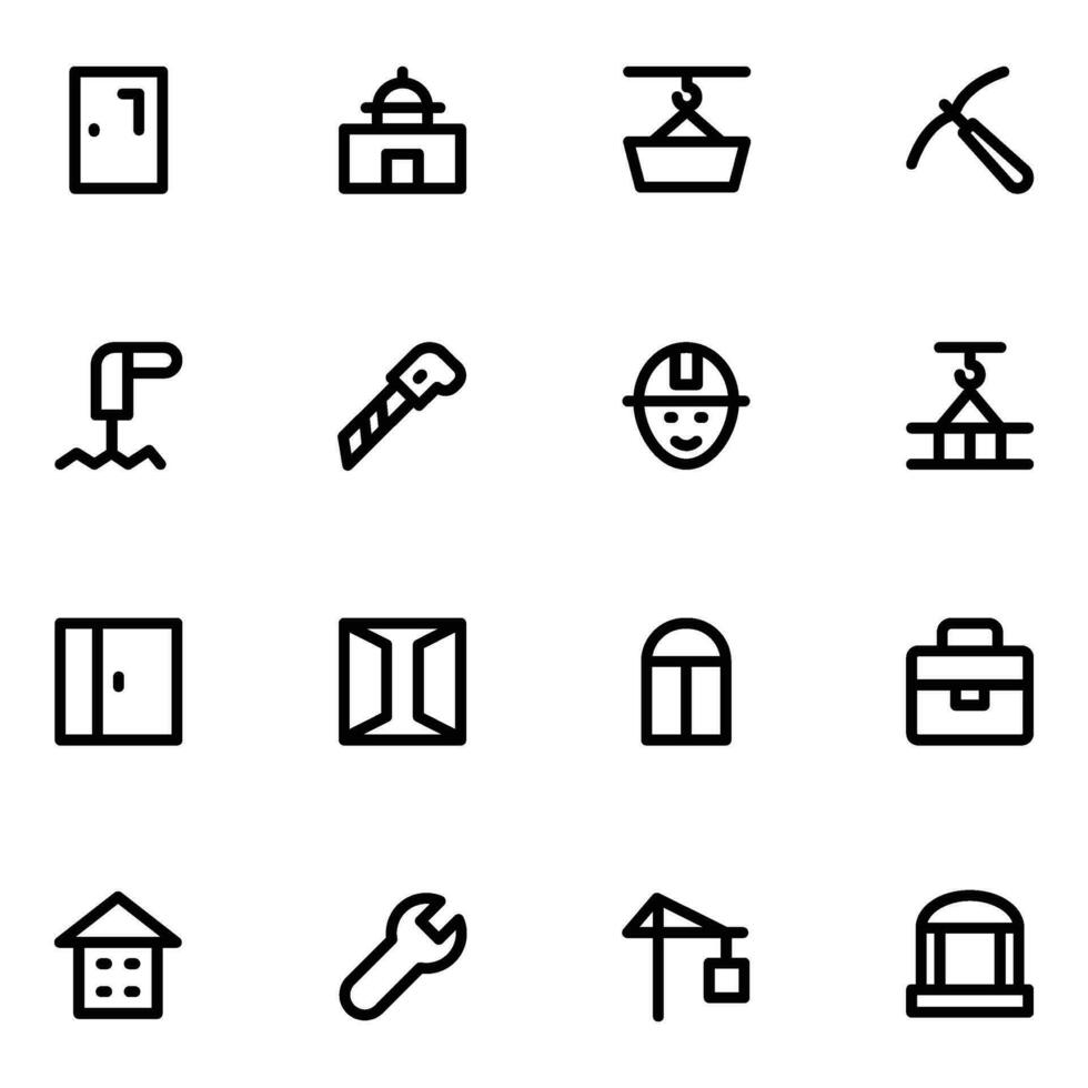 Construction and Repairing Bold Line Icons vector