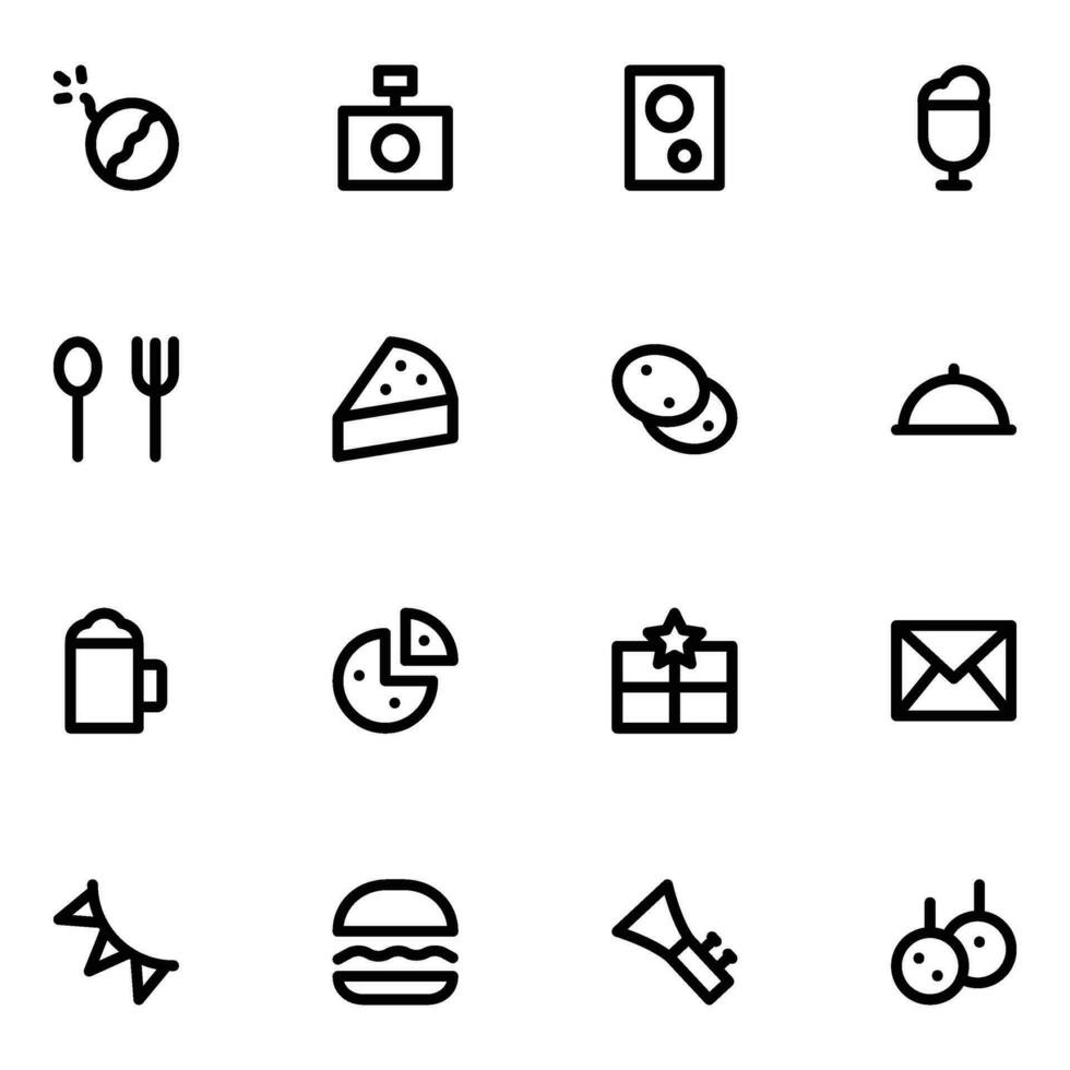 Bundle of Party Fun Outline Icons vector
