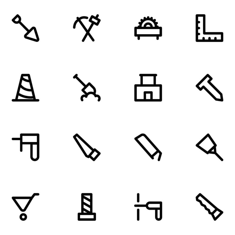 Bundle of Repair Tools Bold Line Icons vector