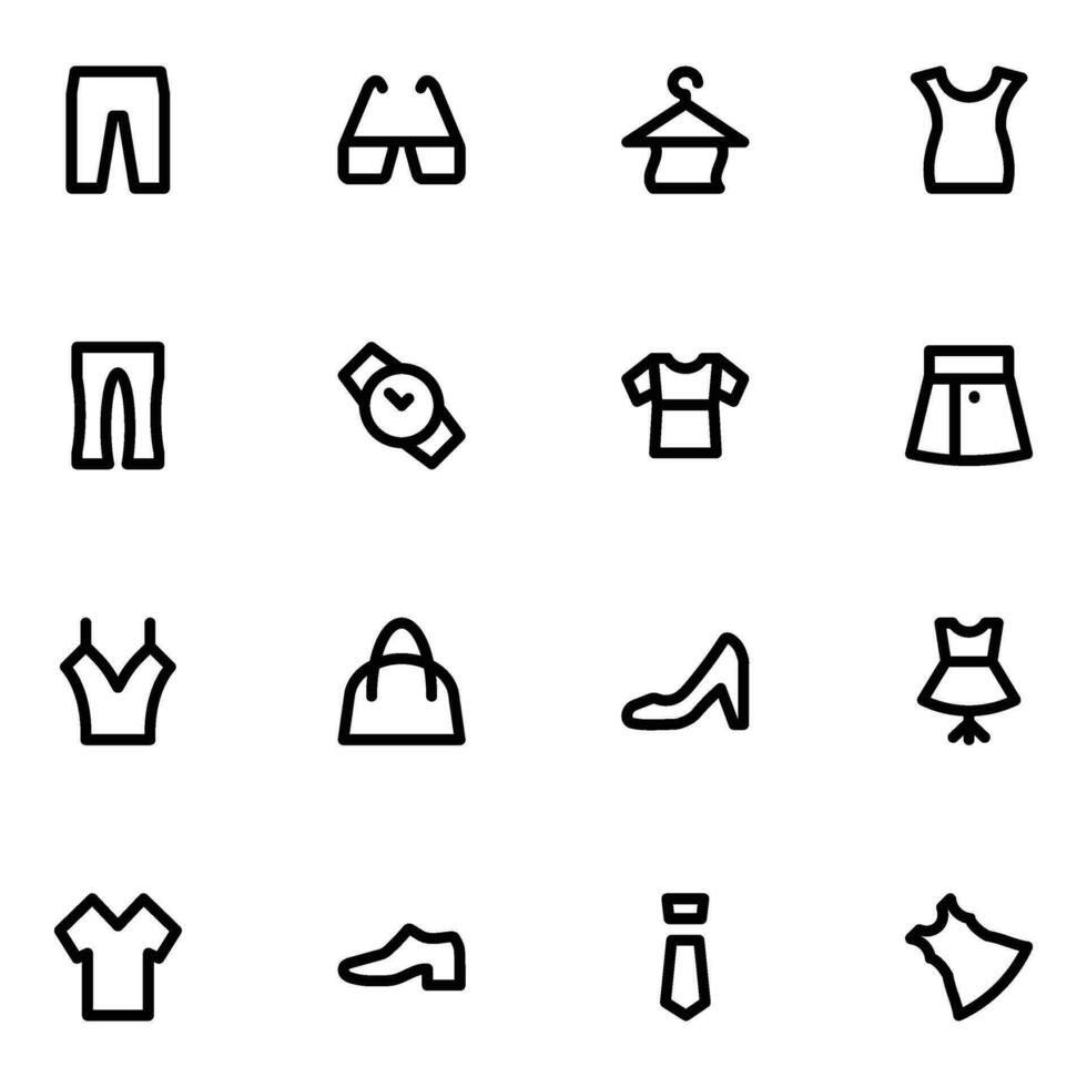 Bundle of Clothing Accessories Icons in Line Style vector