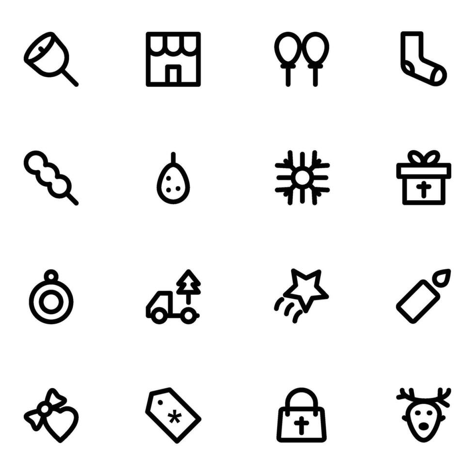 Collection of Christmas Accessories Bold Line Icons vector