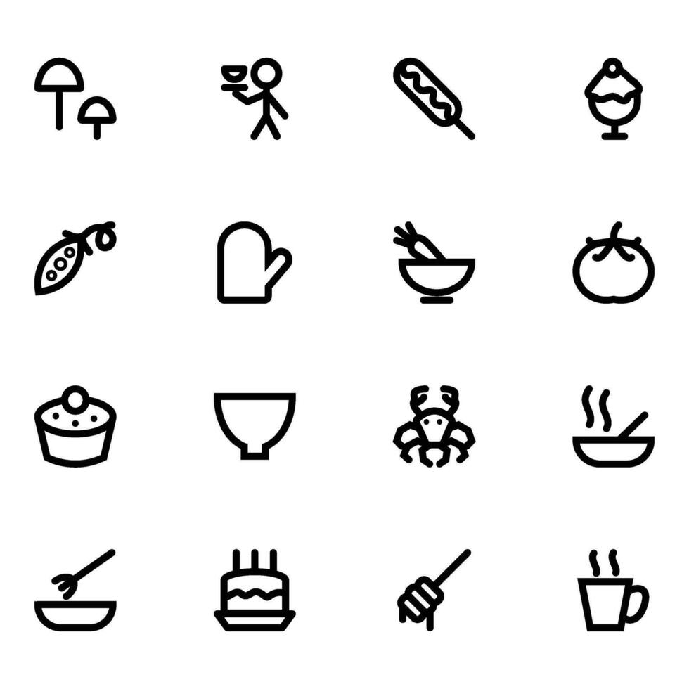 Set of Restaurant Meal Linear Style Icons vector