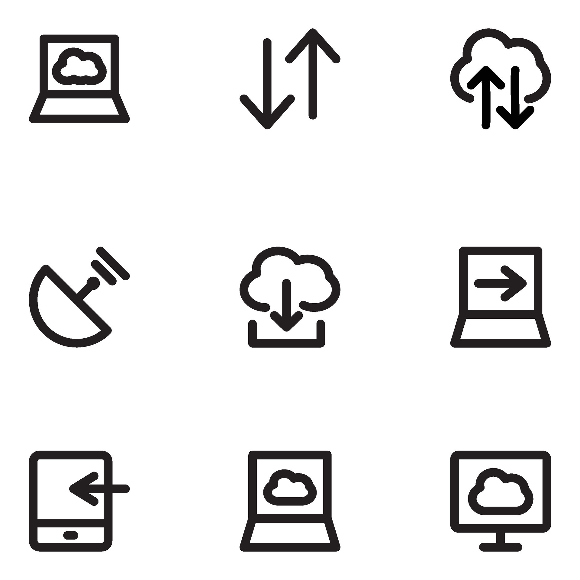 Set of Cloud Computing and Services Bold Line Icons 26384239 Vector Art ...