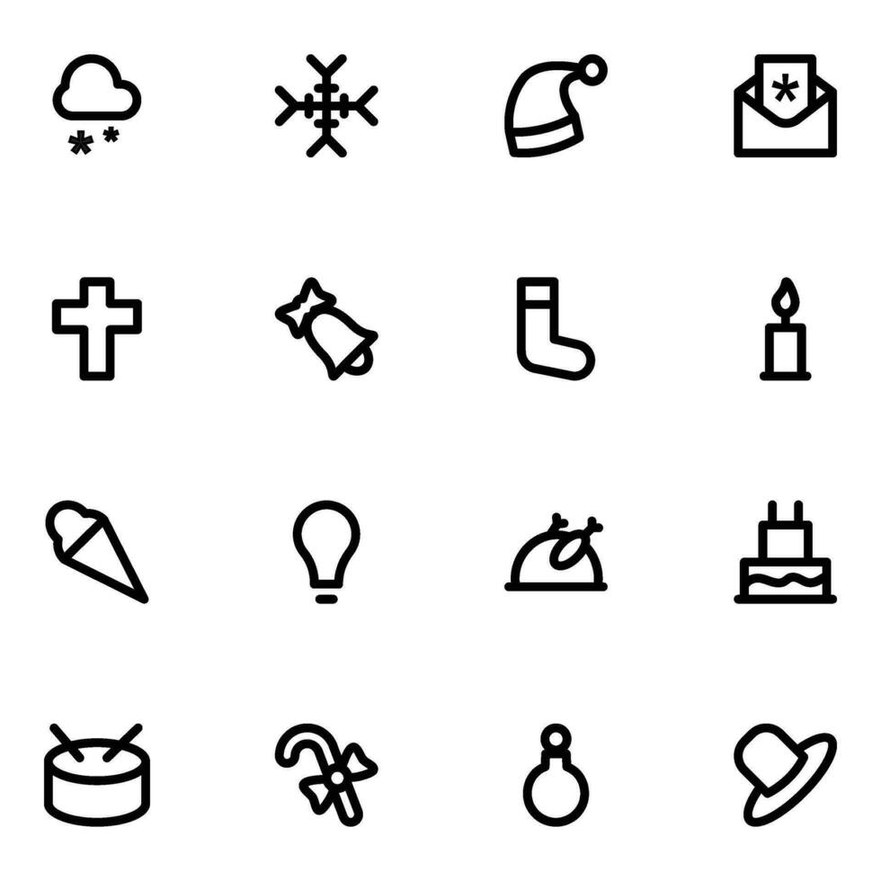 Pack of Xmas Bold Line Icons vector