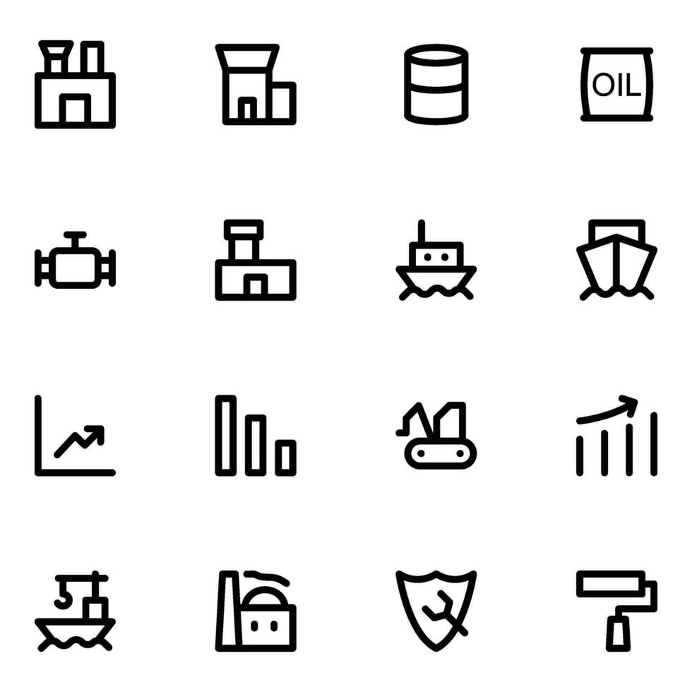 Set of Industry Equipment Bold Line Icons vector