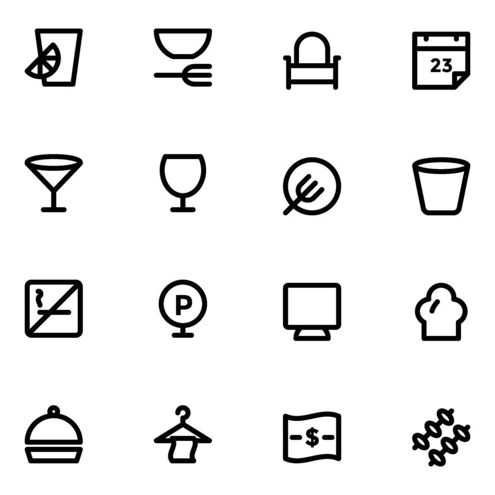 Collection of Modern Bold Line Icons vector