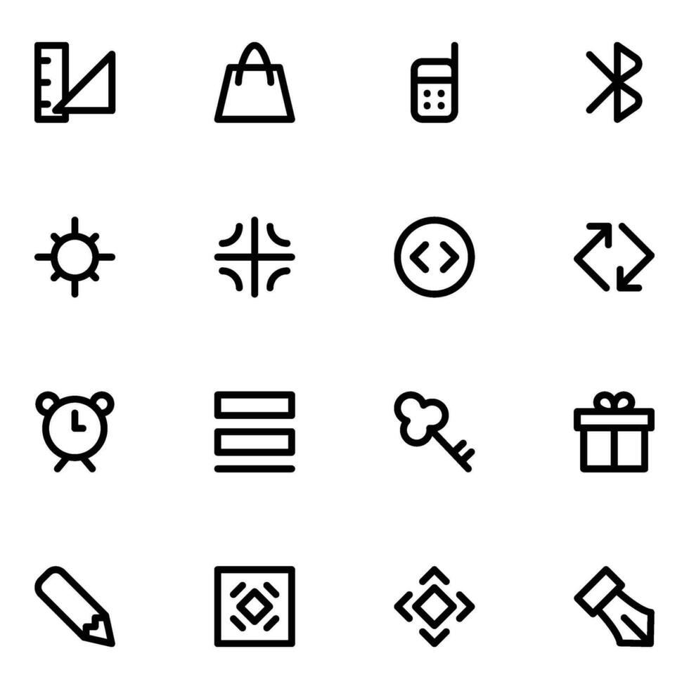 Design Tools and Multimedia Bold Line Icons vector