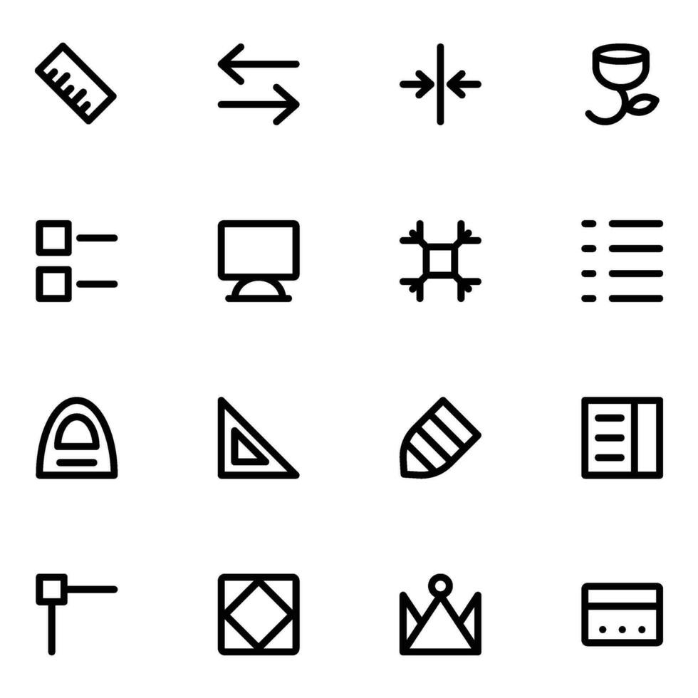 Business and Design Tools Bold Line Icons vector