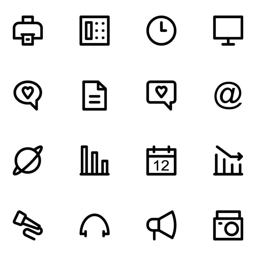 Set of Communication Gadgets Line Icons vector