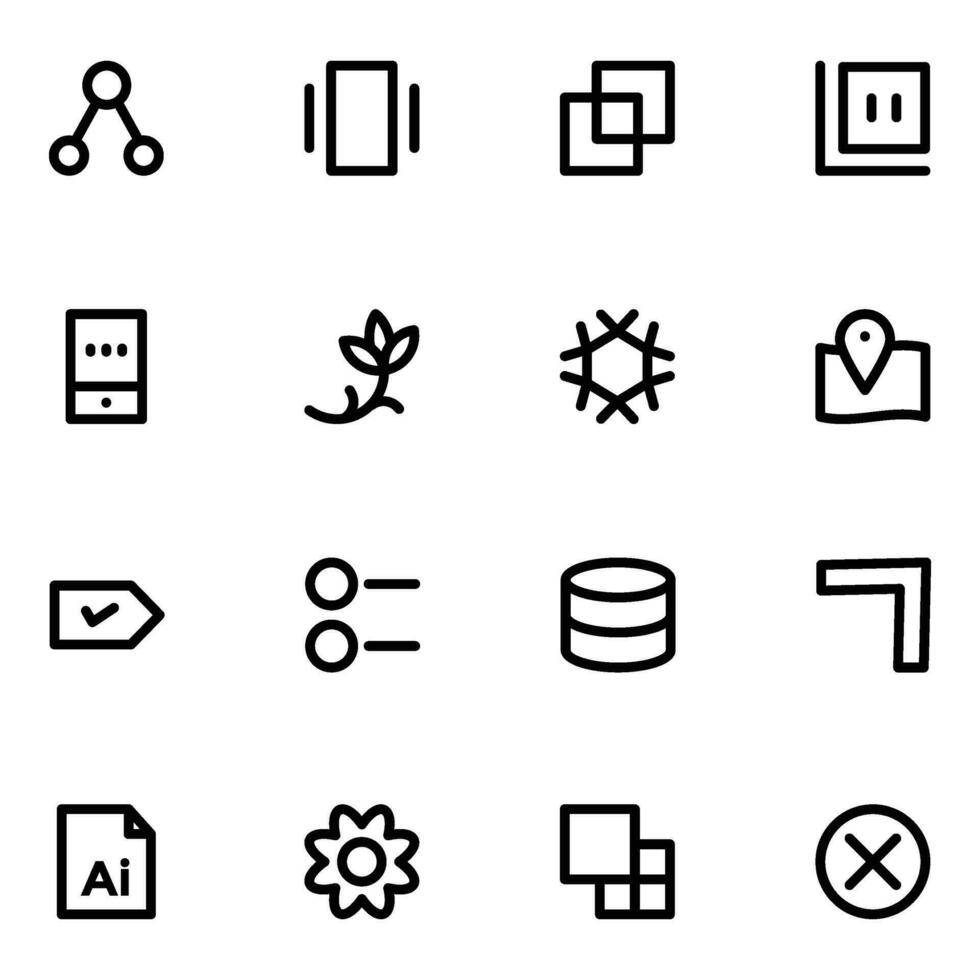 Collection of Media and Designing Bold Line Icons vector