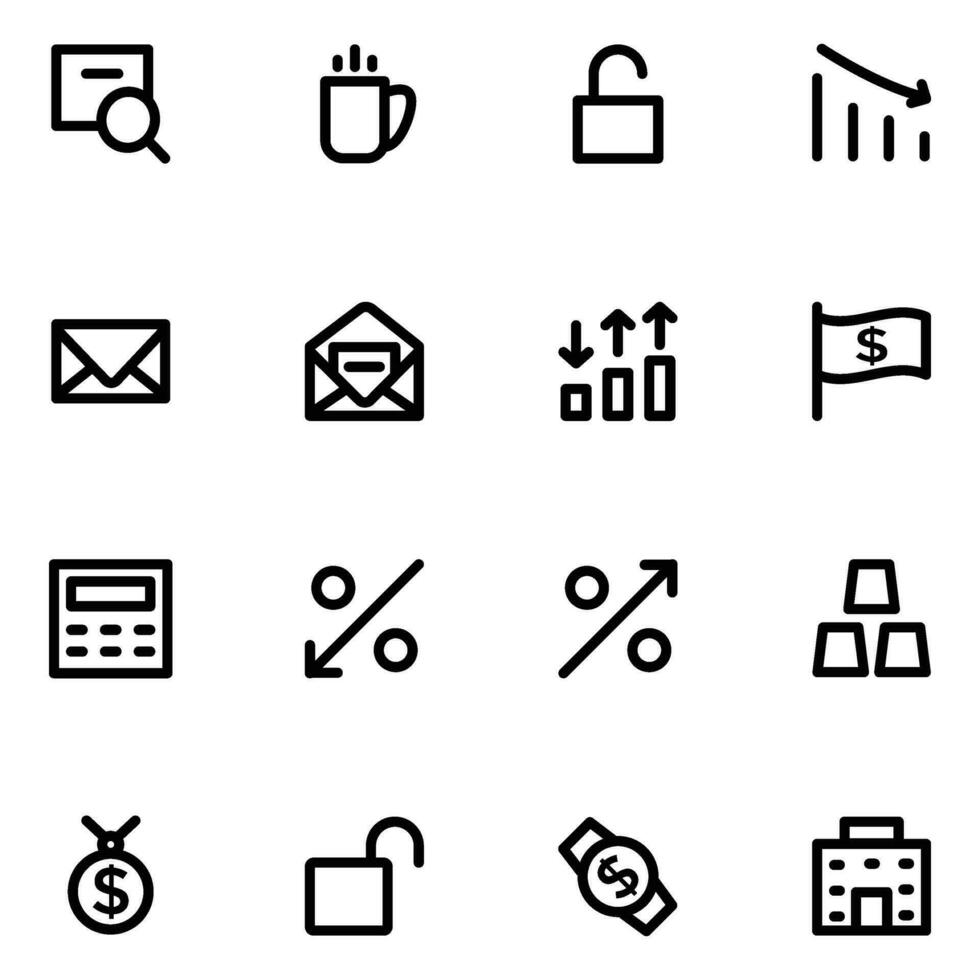 Business Analysis and Finance Bold Line Icons vector