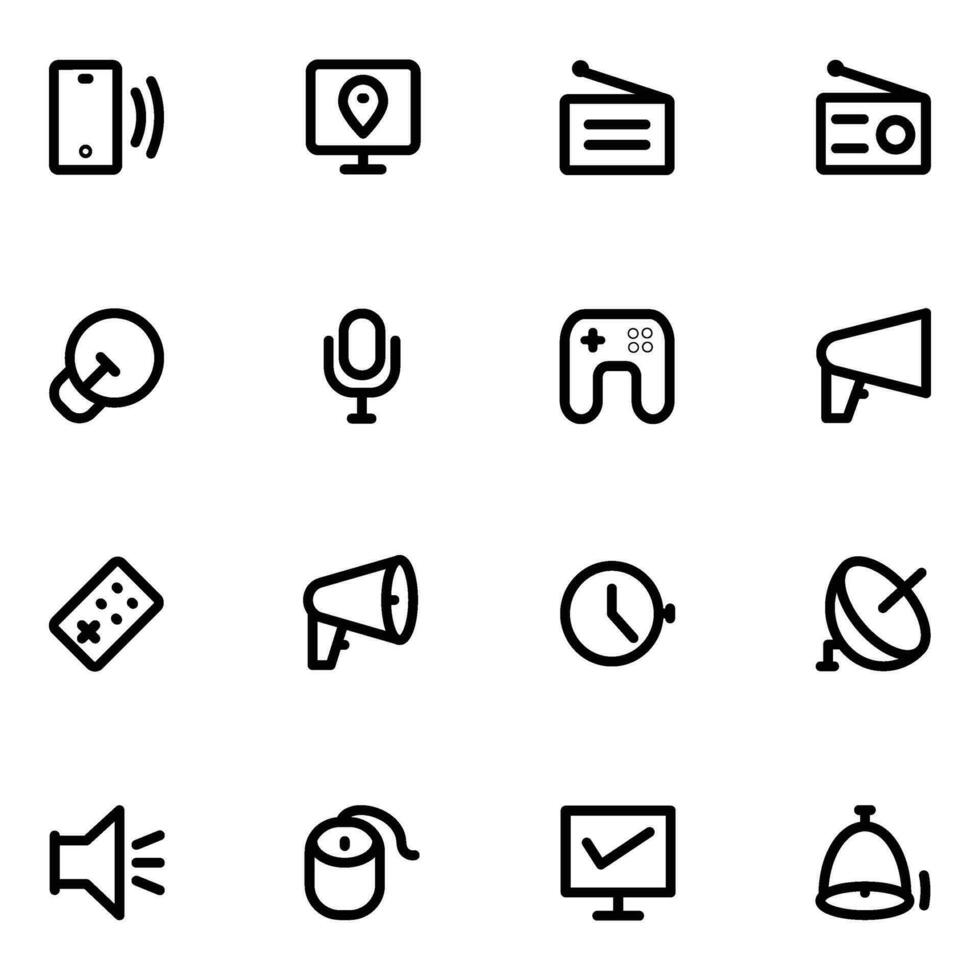Bundle of Digital Communication Line Icons vector