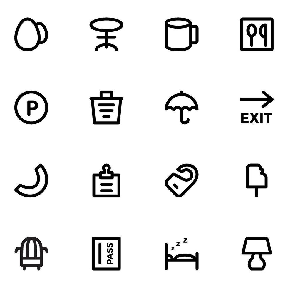 Collection of Hotelling Bold Line Icons vector