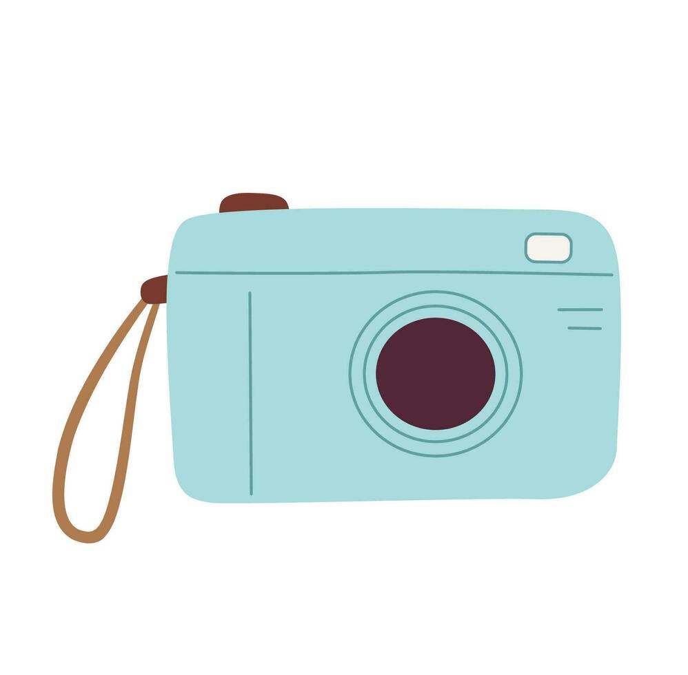 Cute camera flat vector illustration.