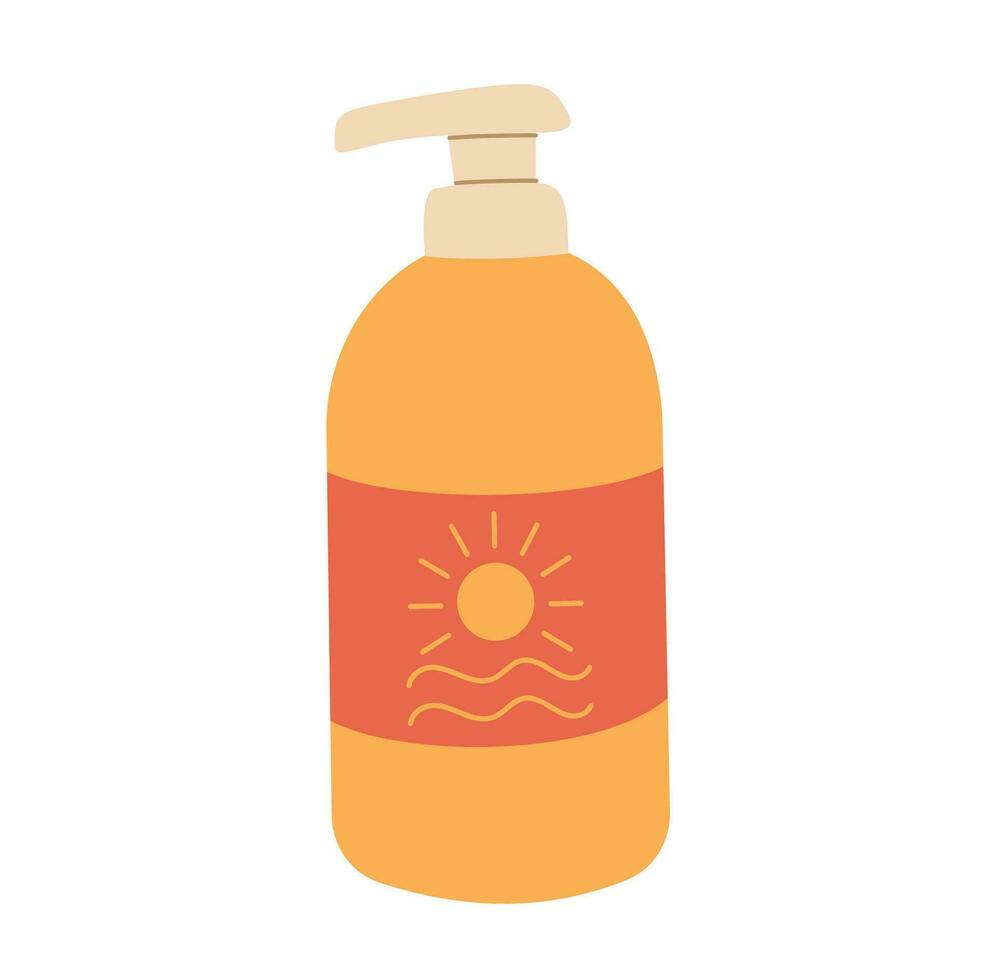 SPF cream icon on white background. Sun protection cosmetic. Sunscreen lotion in bottle vector illustration