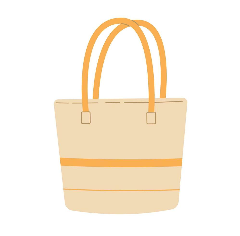 Womens eco beach bag vector illustration. Summer time. Shopping totebag