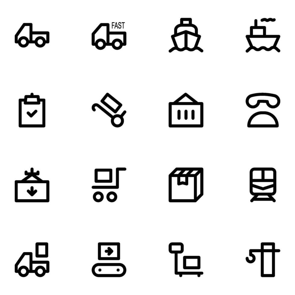 Set of Linear Style Shipment Icons vector