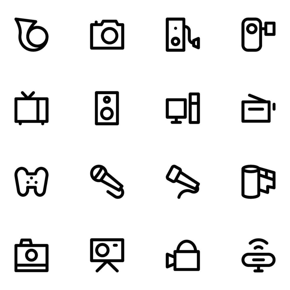 Pack of Multimedia and Equipment Line Icons vector