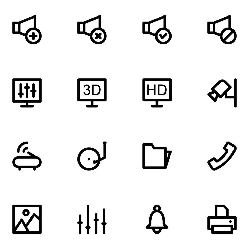 Set of Filmmaking and Media Line Icons vector