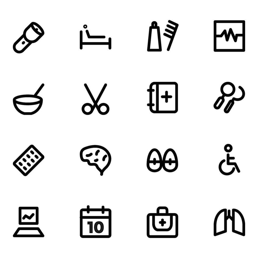 Set of Medical and Health Treatment Line Icons vector