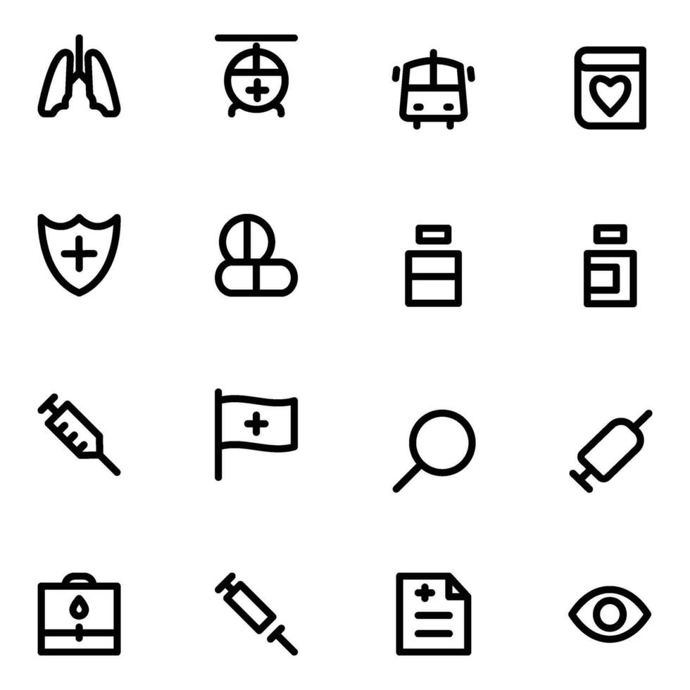 Set of Healthcare and Lab Line Icons vector