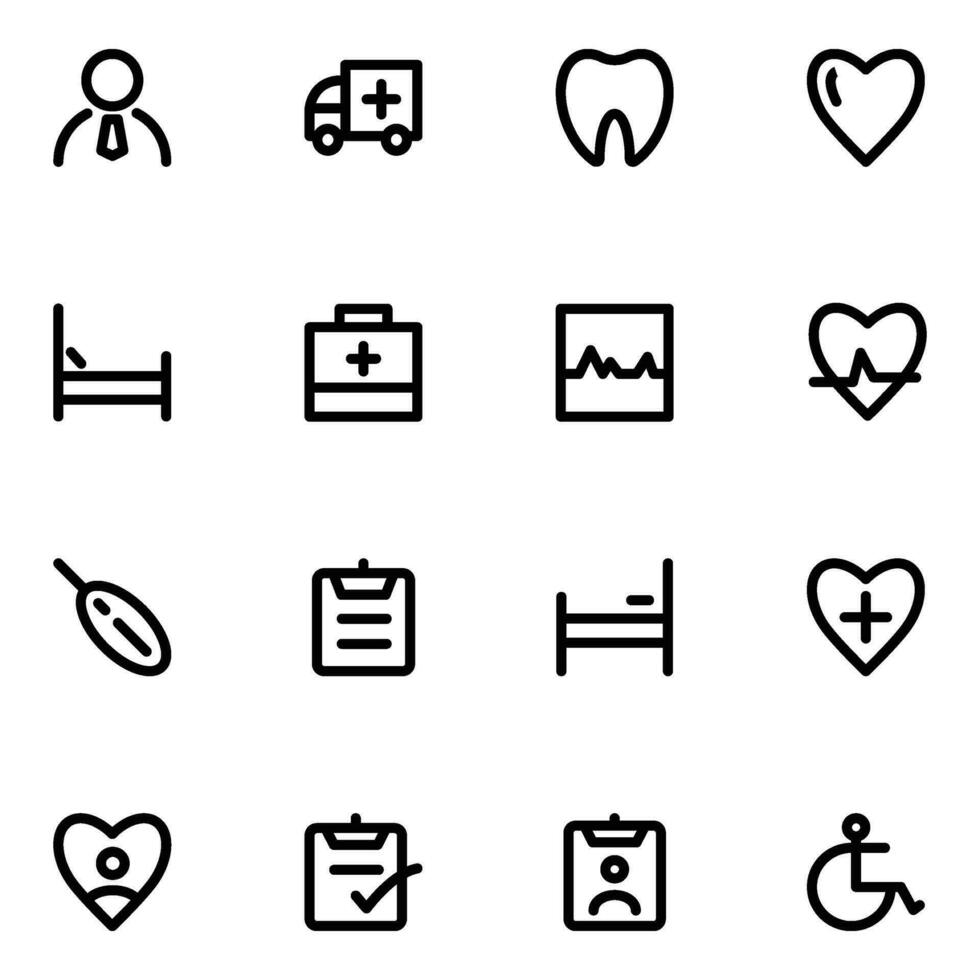 Pack of Medical Bold Line Icons vector