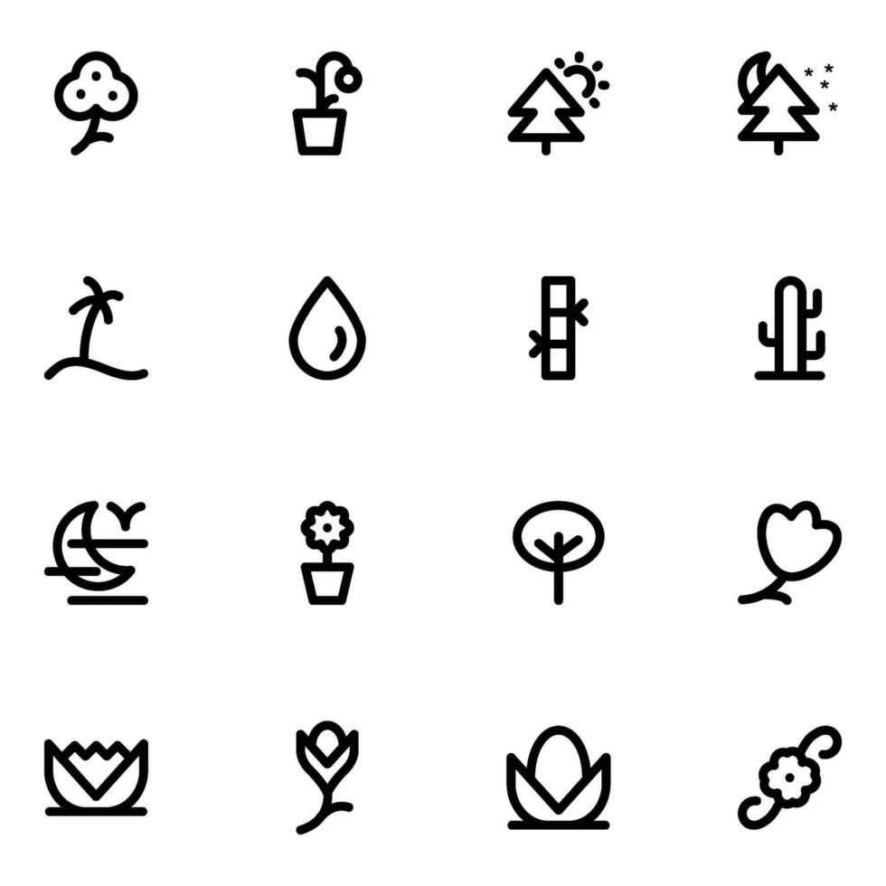 Pack of Nature and Weather Bold Line Icons vector
