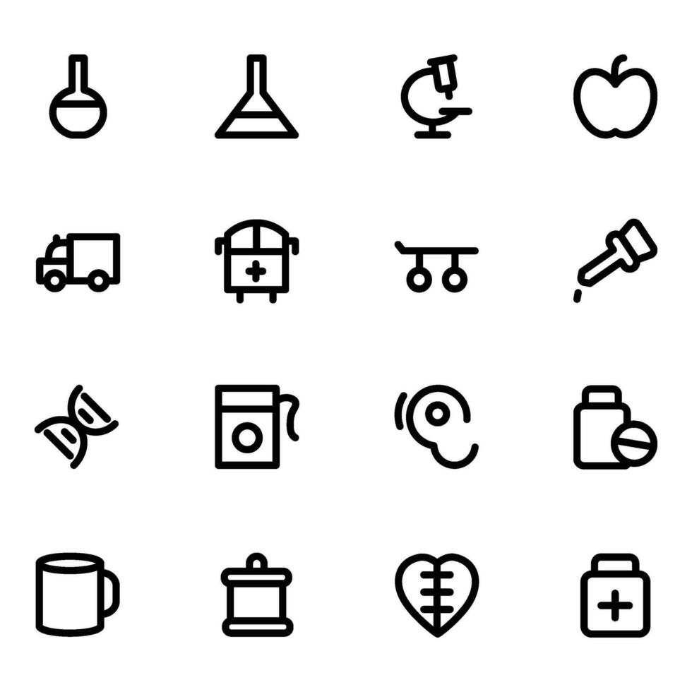 Lab Equipment Line Icons Pack vector