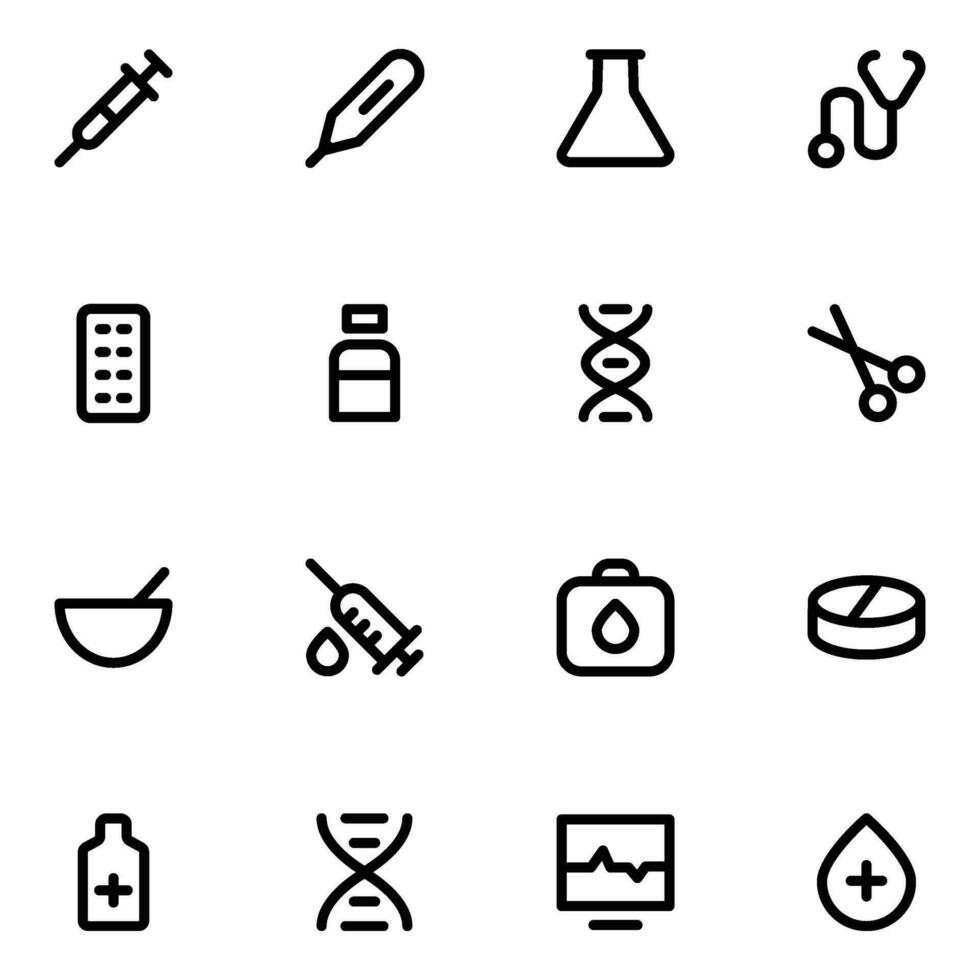 Pack of Medical and Health Bold Line Icons vector