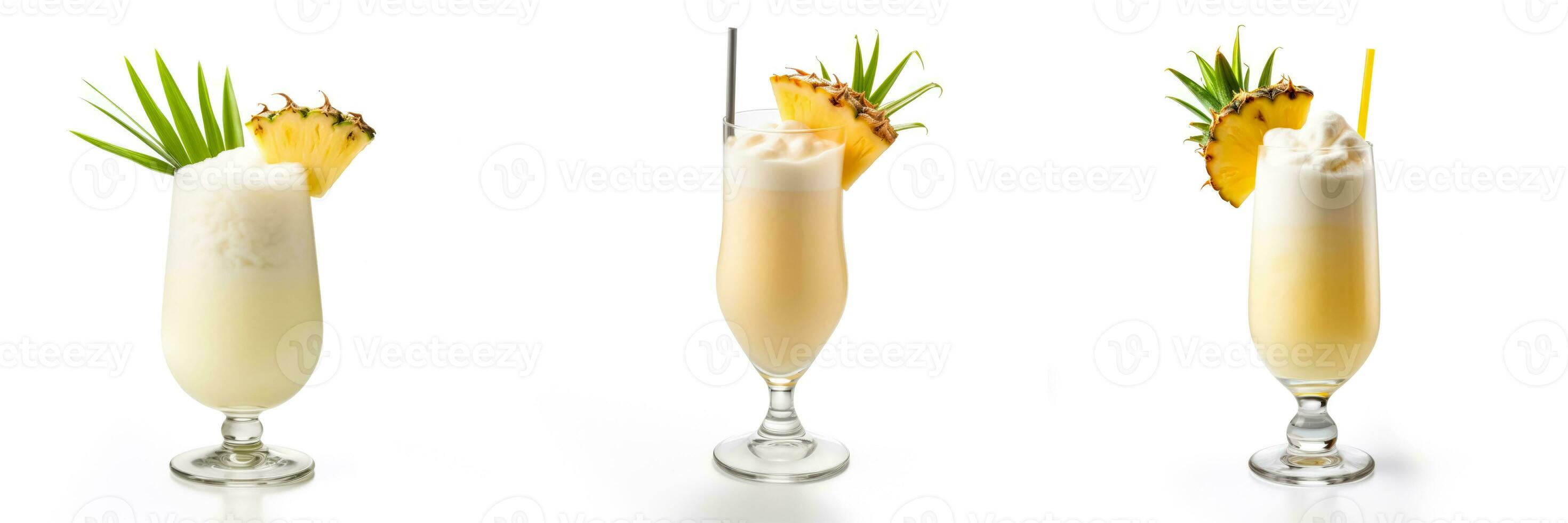 Set of pina colada cocktails isolated on white background photo