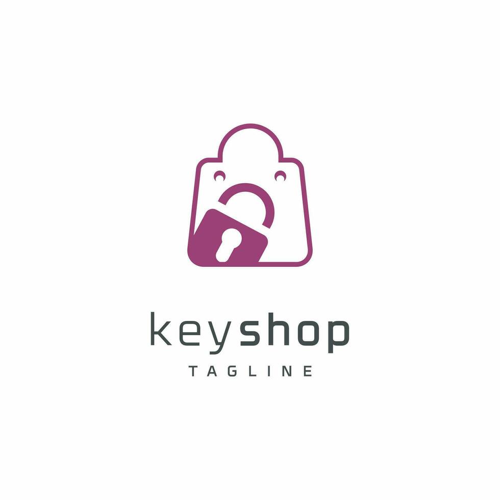 shopping bag sign key illustration, creative simple, vector design template